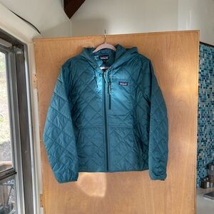 Patagonia Teal Quilted Hooded Puffer Jacket